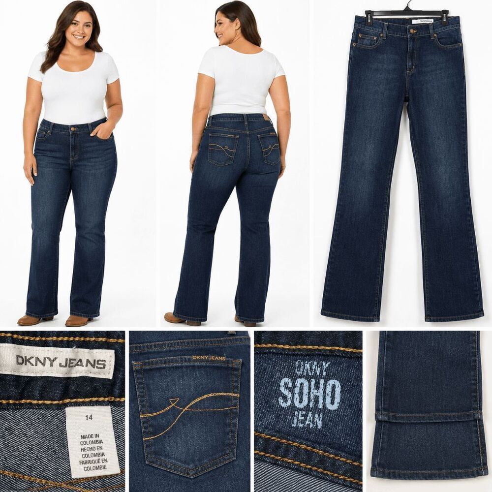 DKNY Soho Jeans Womens 14 Bootcut Dark Wash